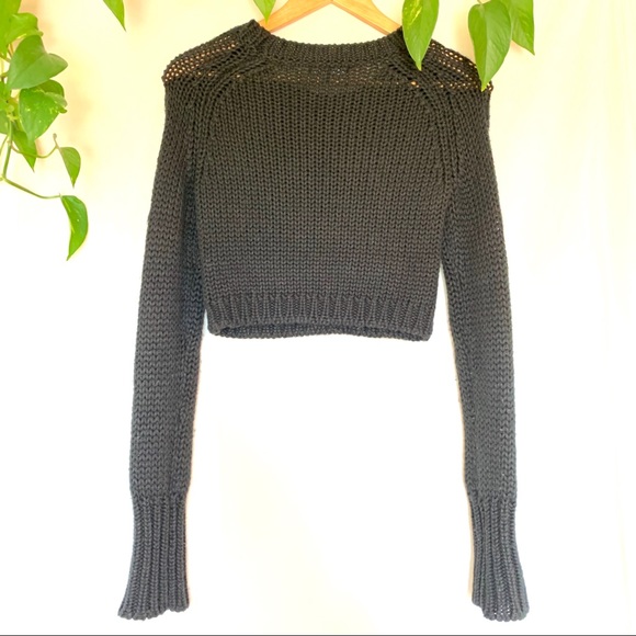 SOLD 🛑 Express | Black Crop Knit Sweater - Picture 5 of 7